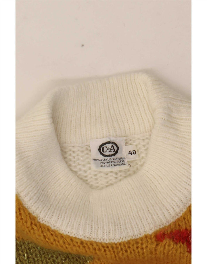 C&A Suéter tipo jersey con cuello alto para mujer EU 40 Medium White Colourblock