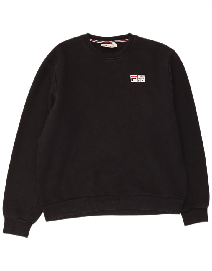 FILA Hombre Sudadera Gráfica Jersey Mediano Algodón Negro