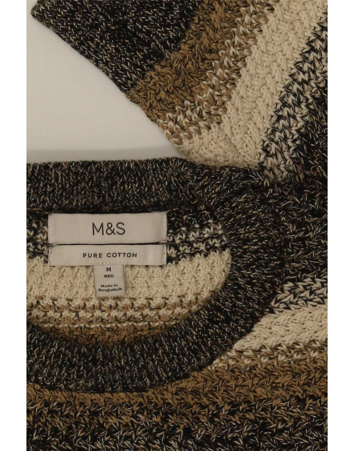 Marks & Spencer - Jersey de cuello redondo para hombre, talla mediana, multicolor, a rayas
