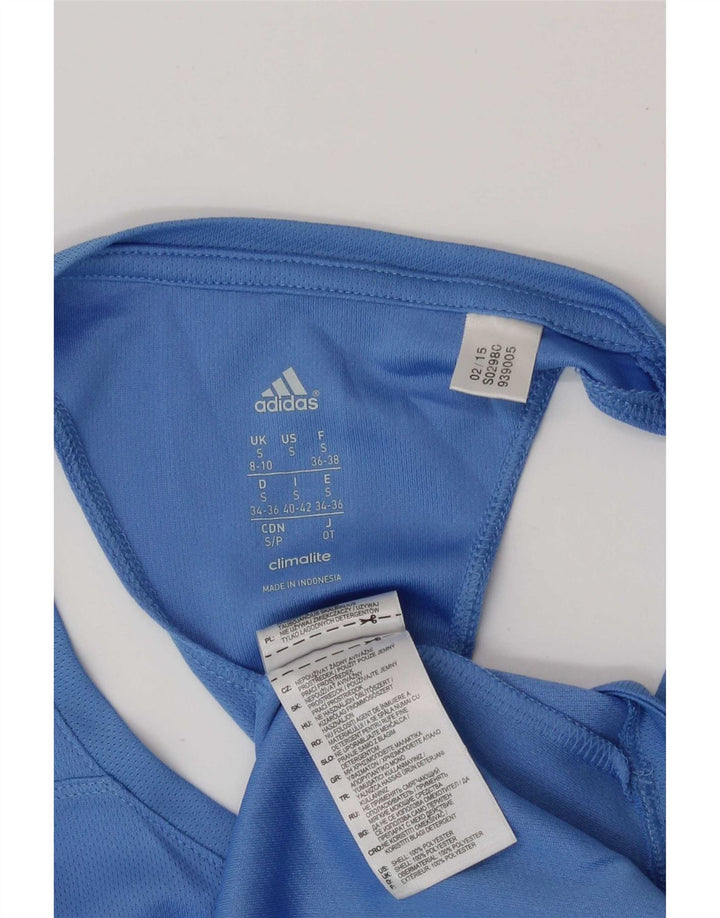 Adidas Mujer Climalite Chaleco Top UK 8/10 Pequeño Azul Poliéster
