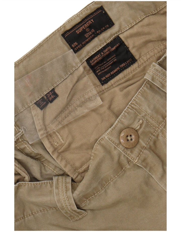 Superdry Pantalón cargo ajustado para hombre W34 L34 Algodón caqui
