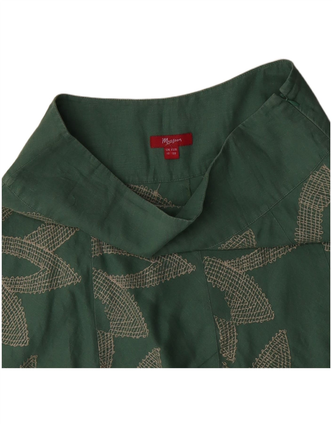 MONSOON Falda acampanada de cintura baja para mujer UK 10 Small W32 Algodón floral verde