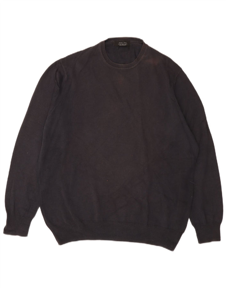 Zara Hombre Jersey Cuello Redondo Jersey XL Negro
