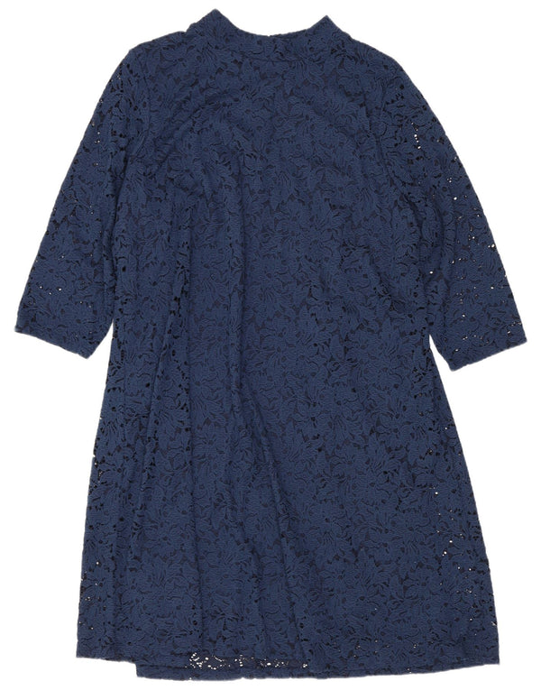 Marks & Spencer Vestido acampanado de manga 3/4 para mujer UK 20 2XL Azul marino Floral