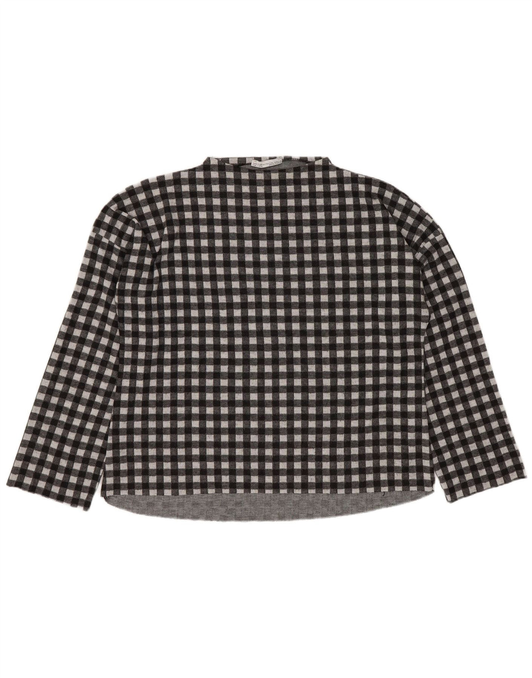 Zara Mujer Trafaluc Top Extragrande Manga Larga UK 10 Small Black Gingham