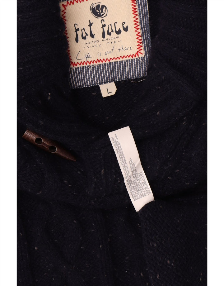 Jersey con cuello tipo chal para hombre de Fat Face, talla grande, de lana moteada en azul marino