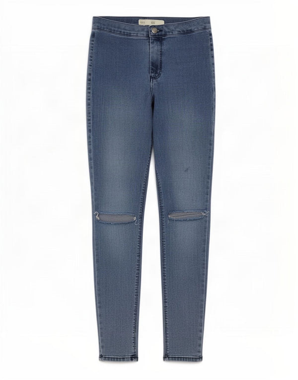 Topshop Womens Joni Crop Distressed Skinny Jeans W30 L25 Blue Cotton