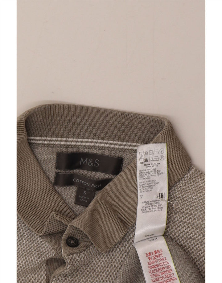 Marks & Spencer Jersey de manga corta con cuello tipo polo para hombre, talla pequeña, gris