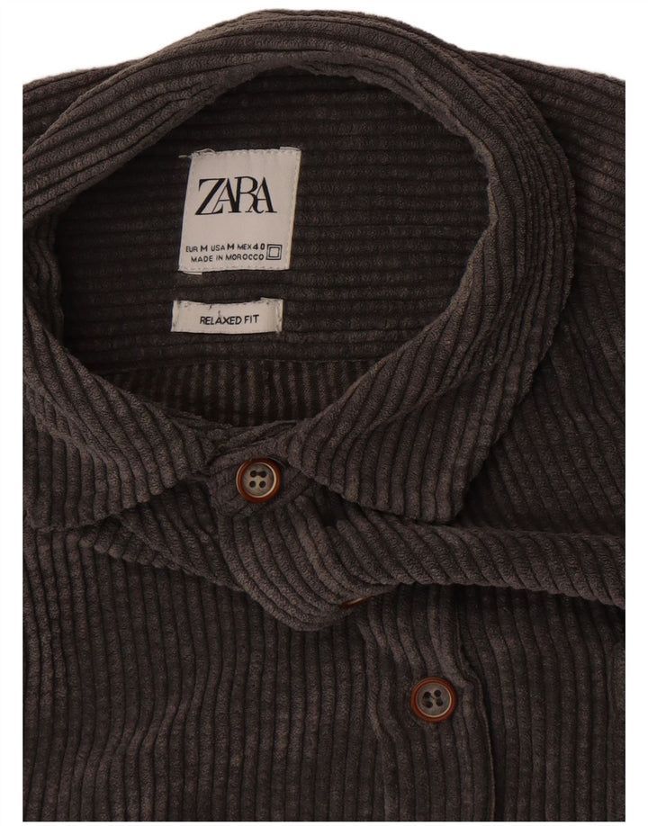 ZARA Hombre Camisa Relaxed Fit De Pana Gris Medio
