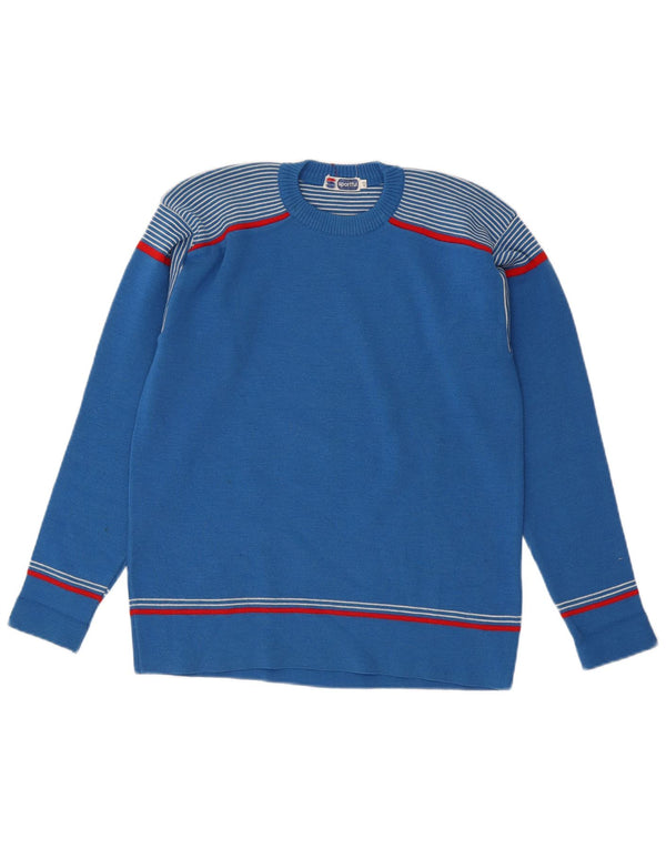 Sportful Jersey De Cuello Redondo Para Hombre IT 48 Small Azul De Lana Virgen A Rayas