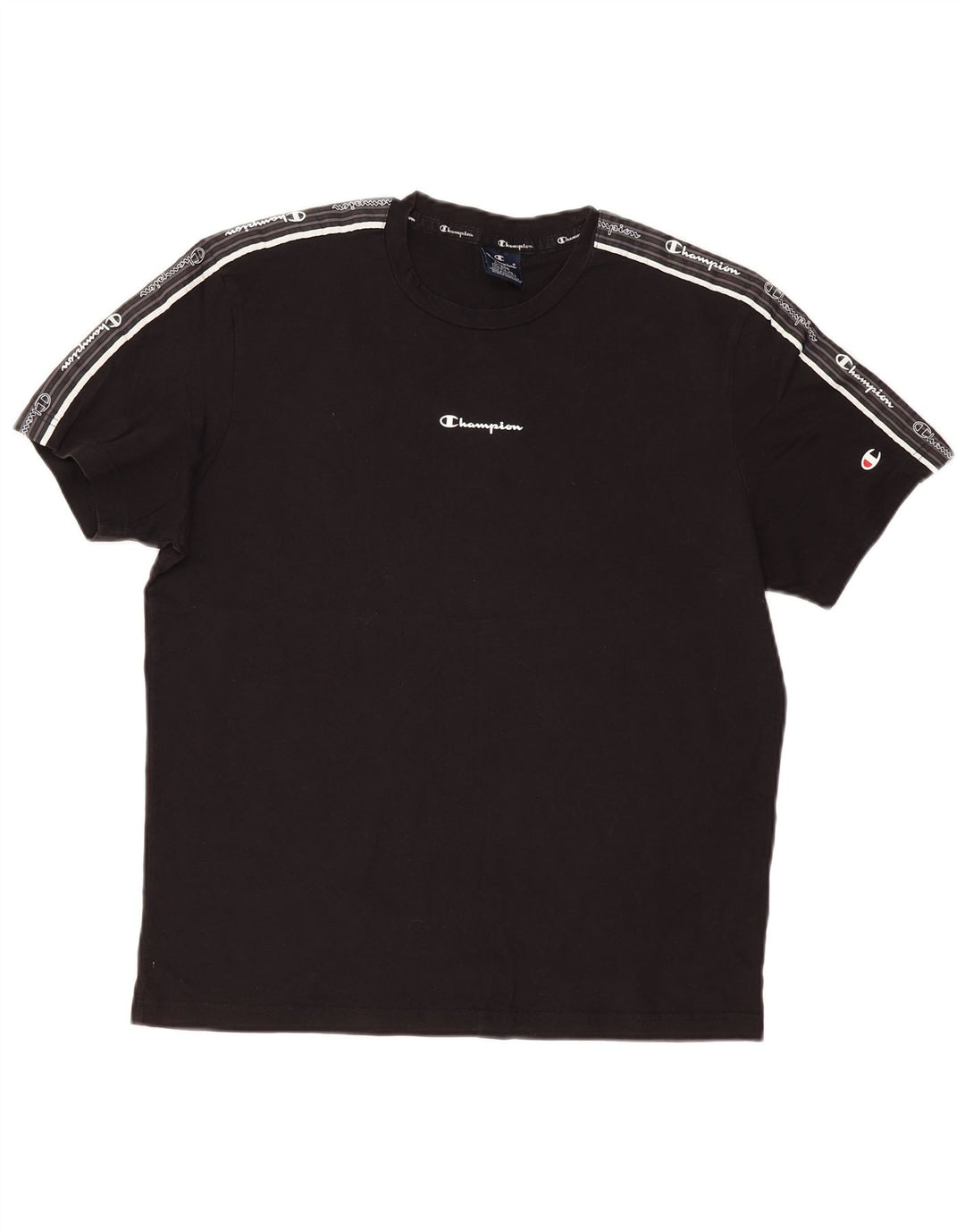 CHAMPION Camiseta gráfica para hombre Top grande de algodón negro