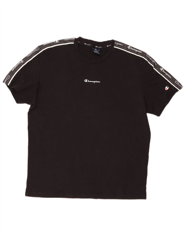 CHAMPION Camiseta gráfica para hombre Top grande de algodón negro