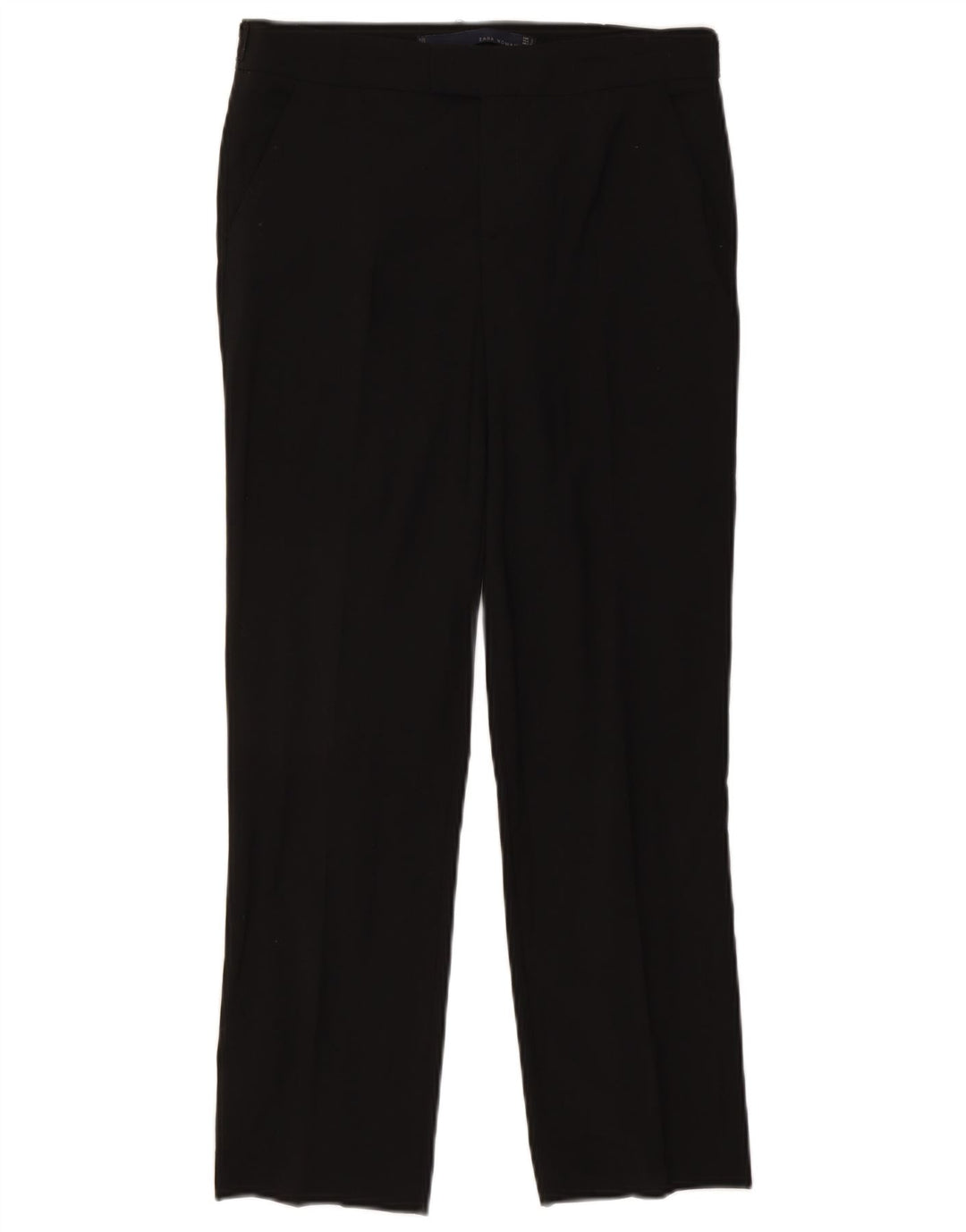 Zara Mujer Pantalón De Traje Recto Small W26 L26 Lana Negra