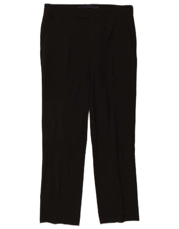 Zara Mujer Pantalón De Traje Recto Small W26 L26 Lana Negra