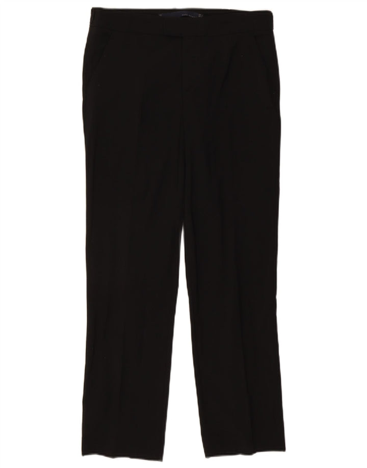 Zara Mujer Pantalón De Traje Recto Small W26 L26 Lana Negra