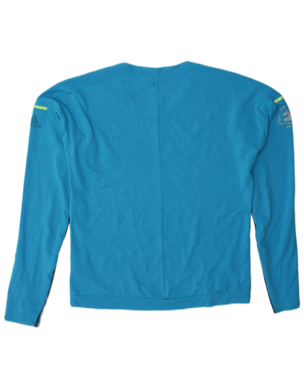 ADIDAS Mujer Climalite Top Manga Larga UK 12/14 Medio Azul Colorblock