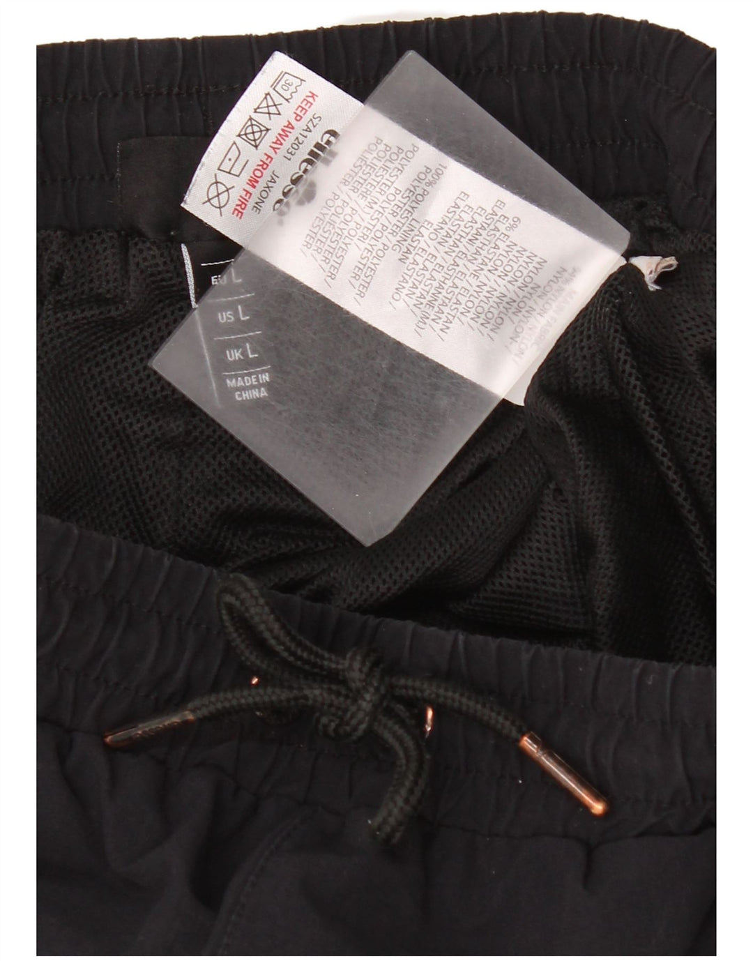 Ellesse Hombre Cargo Chándal Pantalones Joggers Large Nylon Negro