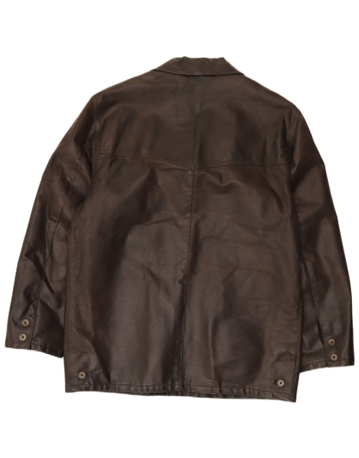 Chaqueta de cuero vintage para hombre IT 50 cuero marrón grande
