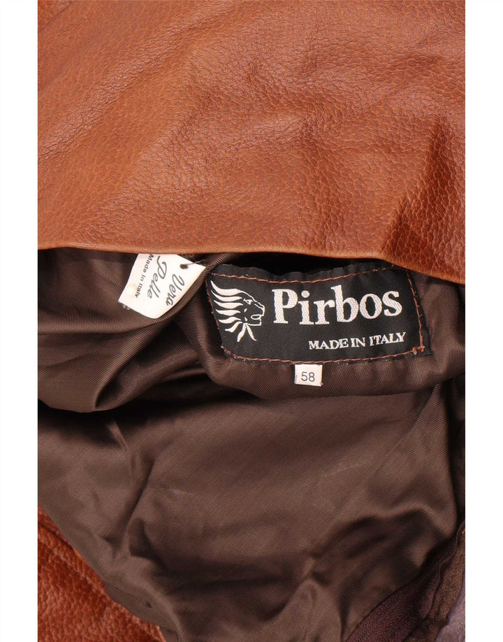 Pirbos Chaqueta de cuero para hombre IT 58 4XL Marrón
