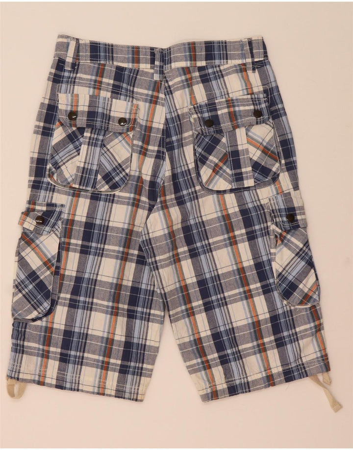 Pantalones cortos cargo vintage para hombre W34 Large Blue Check