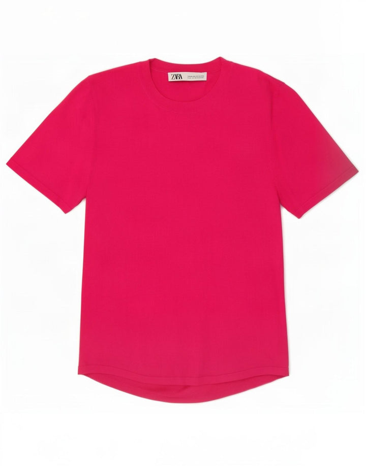 Zara Camiseta Mujer Top UK 40 Viscosa Rosa Mediana