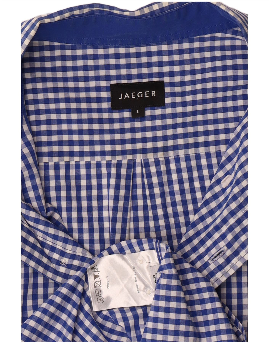 Camisa Jaeger Hombre Grande Algodón Vichy Azul