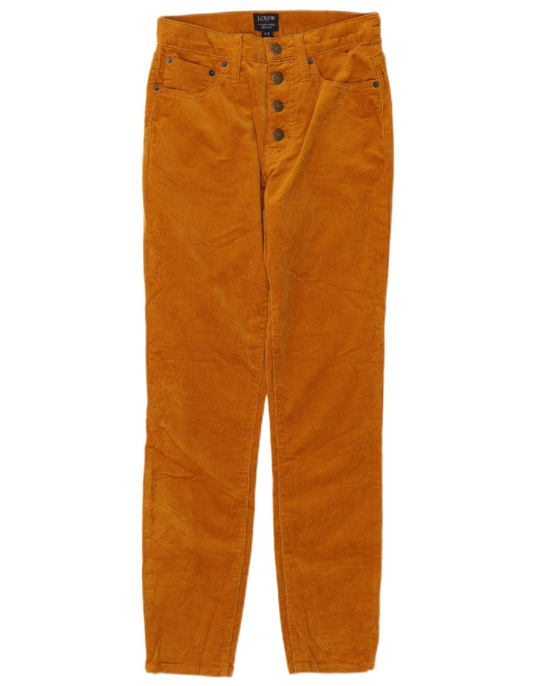 J. CREW Pantalones de pana ajustados de cintura alta para mujer W24 L28 Algodón marrón