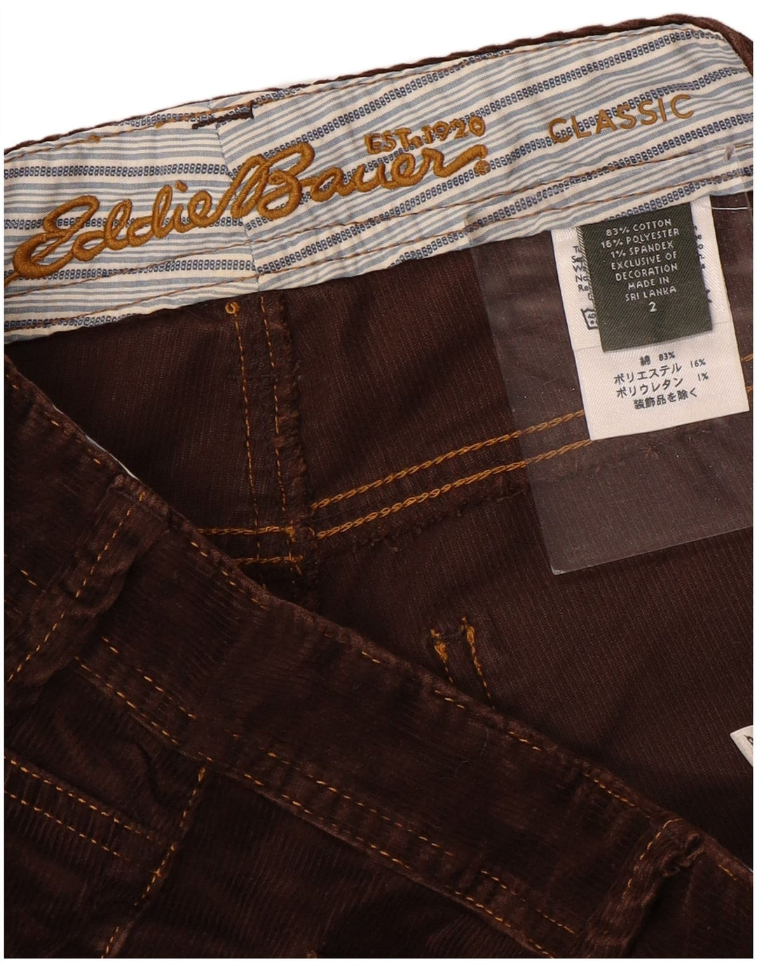 Eddie Bauer Pantalones de pana con corte de bota para mujer US 2 XS W30 L30 Algodón marrón