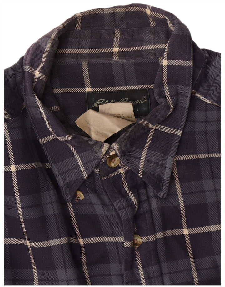Eddie Bauer Camisa de franela para hombre Algodón a cuadros azul marino grande