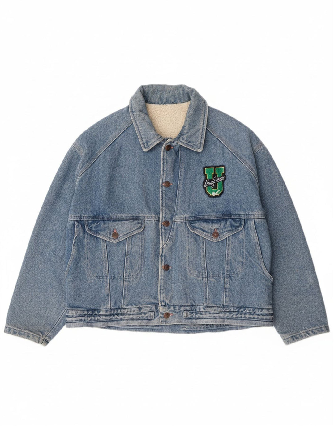 UNIFORM Mens Loose Fit Denim Jacket UK 38 Medium Blue Cotton