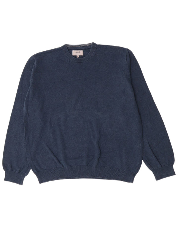 Marks & Spencer Jersey de cuello redondo para hombre XL Algodón azul marino