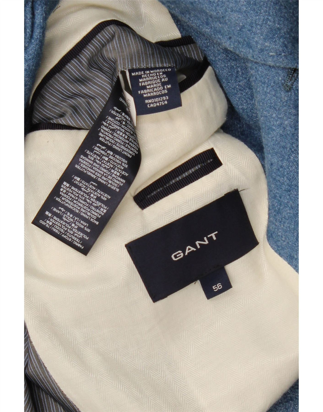 Gant Chaqueta tipo blazer de 3 botones para hombre IT 56 XL Poliéster azul