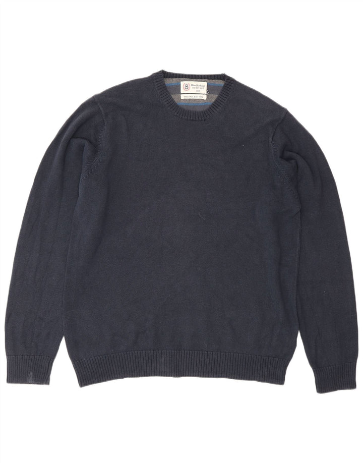 Marks & Spencer Jersey de cuello redondo para hombre de algodón azul marino mediano