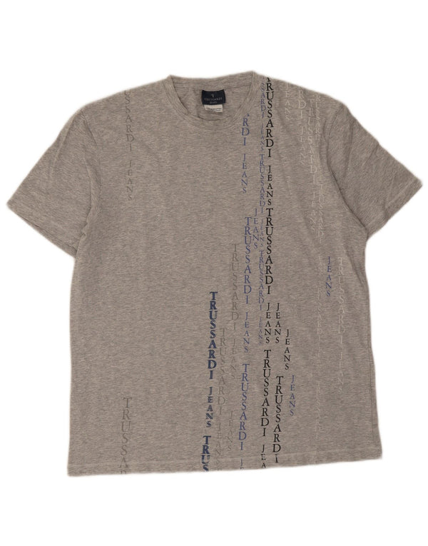 Trussardi Jeans Hombre Camiseta Gráfica Top Large Gris Moteado
