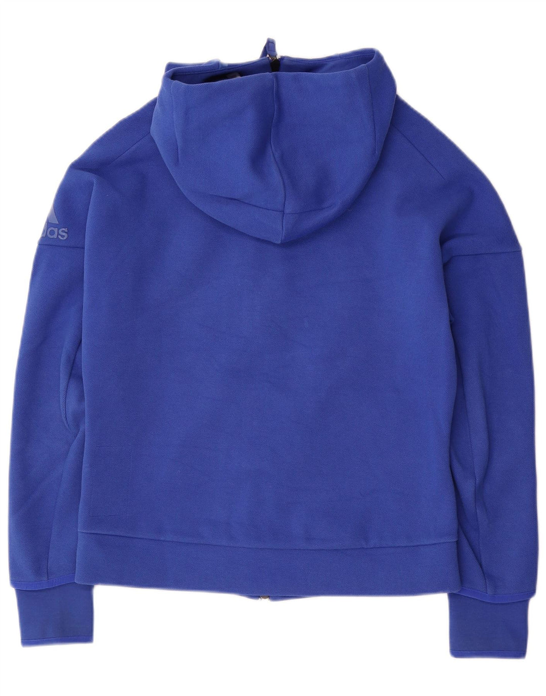 ADIDAS Sudadera con capucha y cremallera gráfica para mujer Reino Unido 12/14 Algodón azul medio