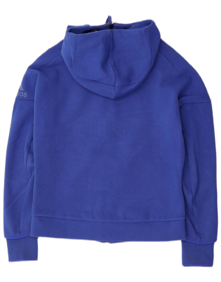 ADIDAS Sudadera con capucha y cremallera gráfica para mujer Reino Unido 12/14 Algodón azul medio