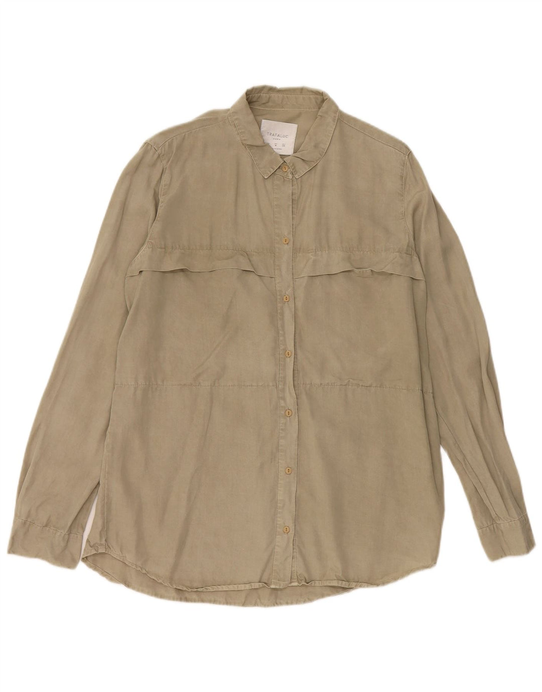 Zara Mujer Trafaluc Camisa UK 44 Medium Khaki Lyocell