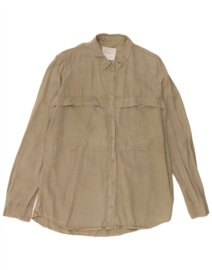 Zara Mujer Trafaluc Camisa UK 44 Medium Khaki Lyocell