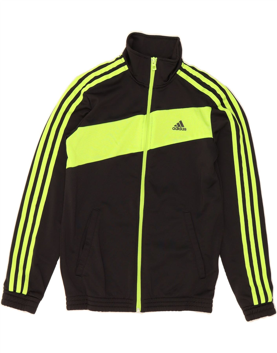 ADIDAS Boys Tracksuit Top Jacket 11-12 Years Black Colourblock Polyester Vintage Adidas and Second-Hand Adidas from Messina Hembry 