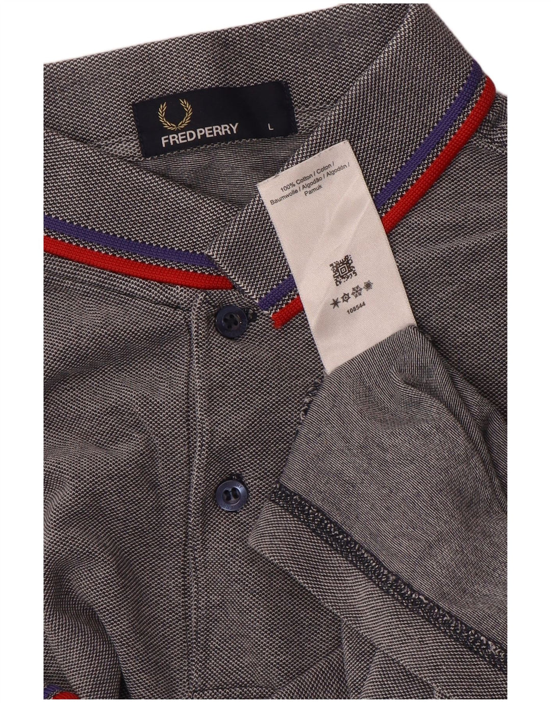 Fred Perry Polo Para Hombre De Algodón A Rayas Gris Grande