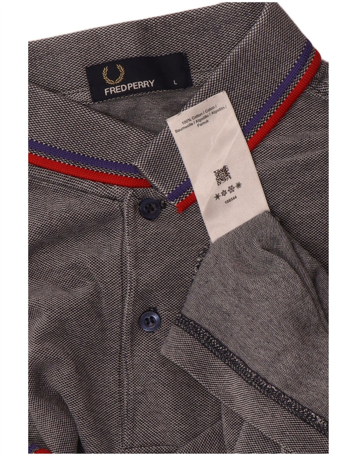 Fred Perry Polo Para Hombre De Algodón A Rayas Gris Grande