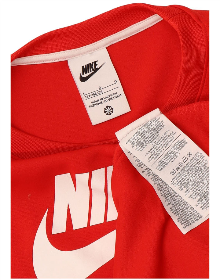 NIKE Camiseta gráfica de manga larga para niños 12-13 años Grande Rojo Colorblock
