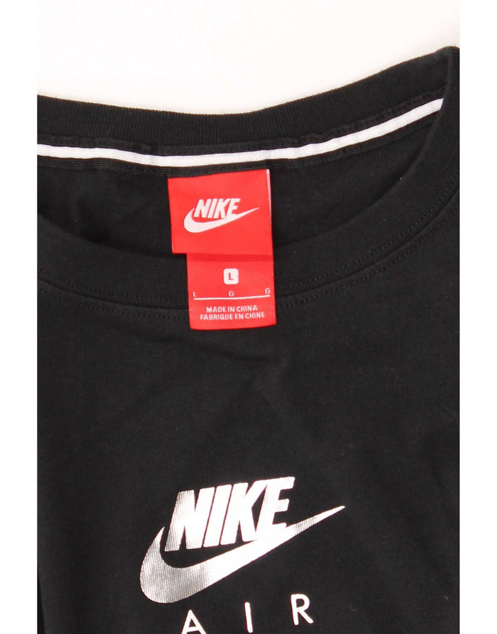 Nike Camiseta gráfica de manga larga para hombre, talla grande, color negro