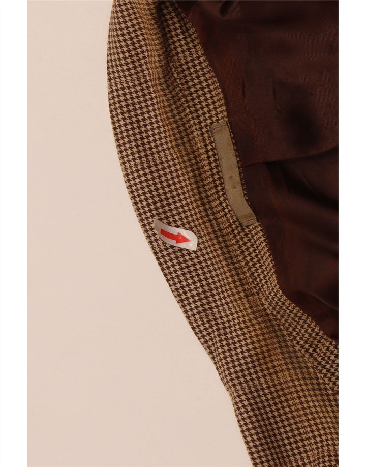 Aquascutum Chaqueta tipo blazer de 2 botones para hombre UK 42 XL Lana de pata de gallo marrón