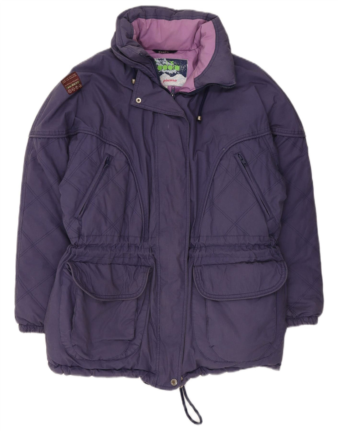 DIADORA Chaqueta acolchada extragrande para mujer UK 10 Small Poliéster azul marino