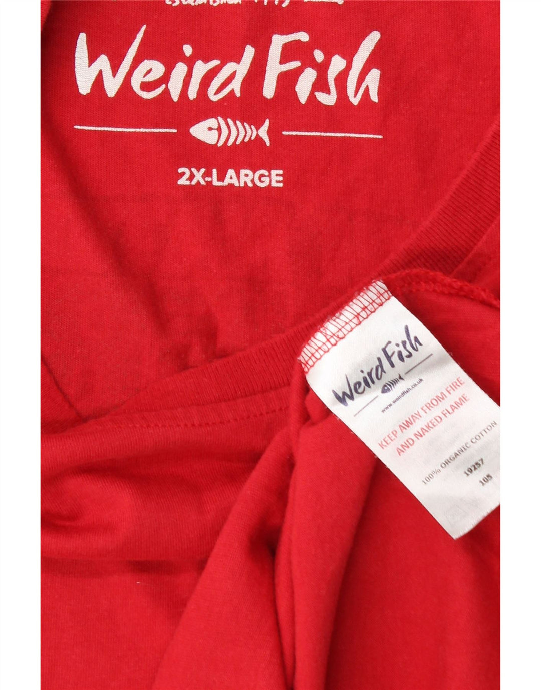 WEIRD FISH Camiseta gráfica para hombre Top 2XL Algodón rojo