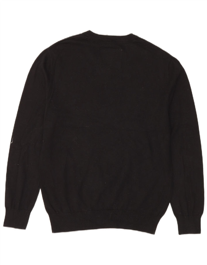 Jack Wills Jersey con cuello en V para hombre, talla grande, algodón negro