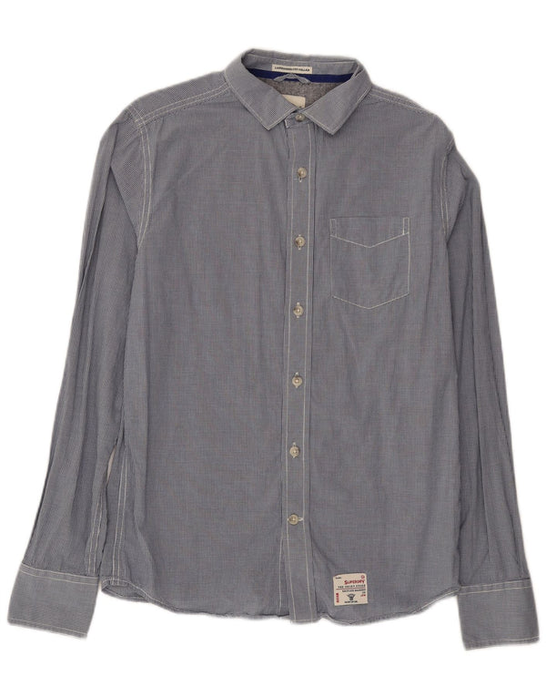 Camisa Superdry para hombre de algodón a cuadros en azul marino mediano