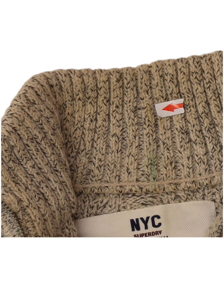 Superdry Jersey con cuello y cremallera para hombre, acrílico moteado en gris medio