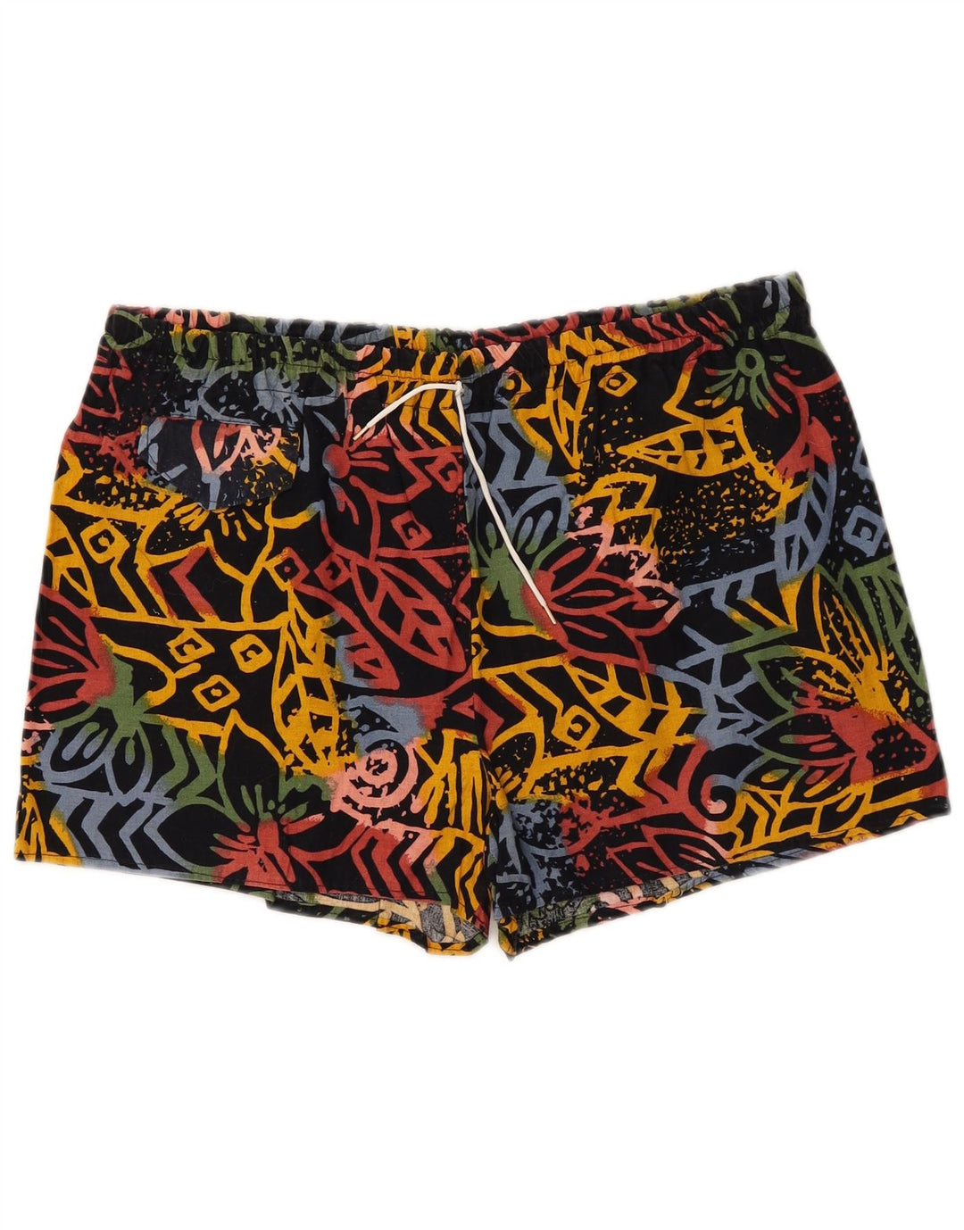 VINTAGE Shorts de baño para hombre XL Algodón floral negro